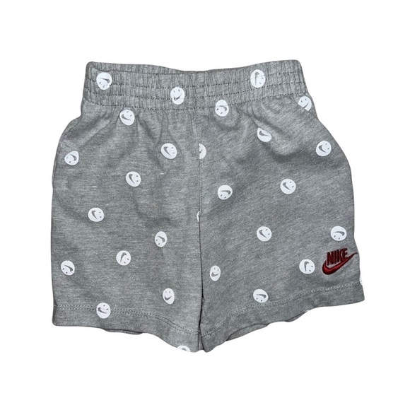 3/$25 🍄 Nike Gray Smily Swoosh Face Kids Shorts Size 24 Months - Picture 1 of 4